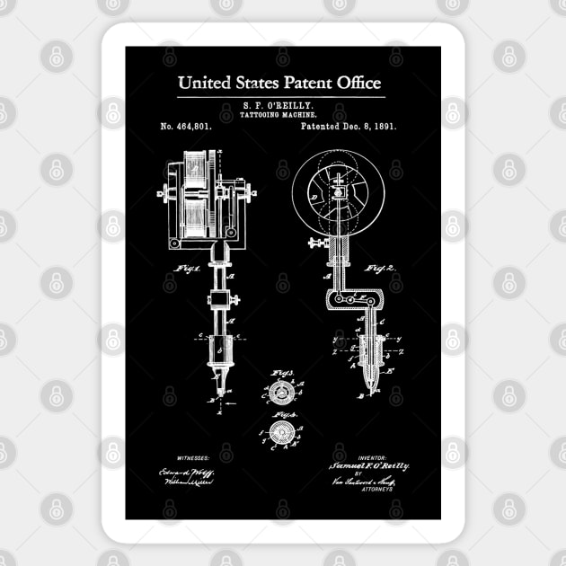 First Tattoo Machine Patent White Sticker by Luve